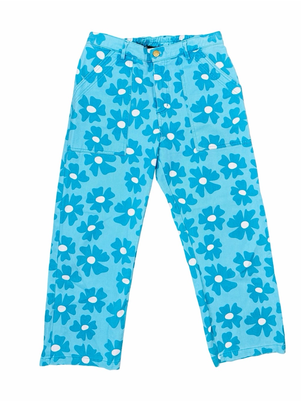 Big Bud Press Turquoise Daisy Cropped Work Pants